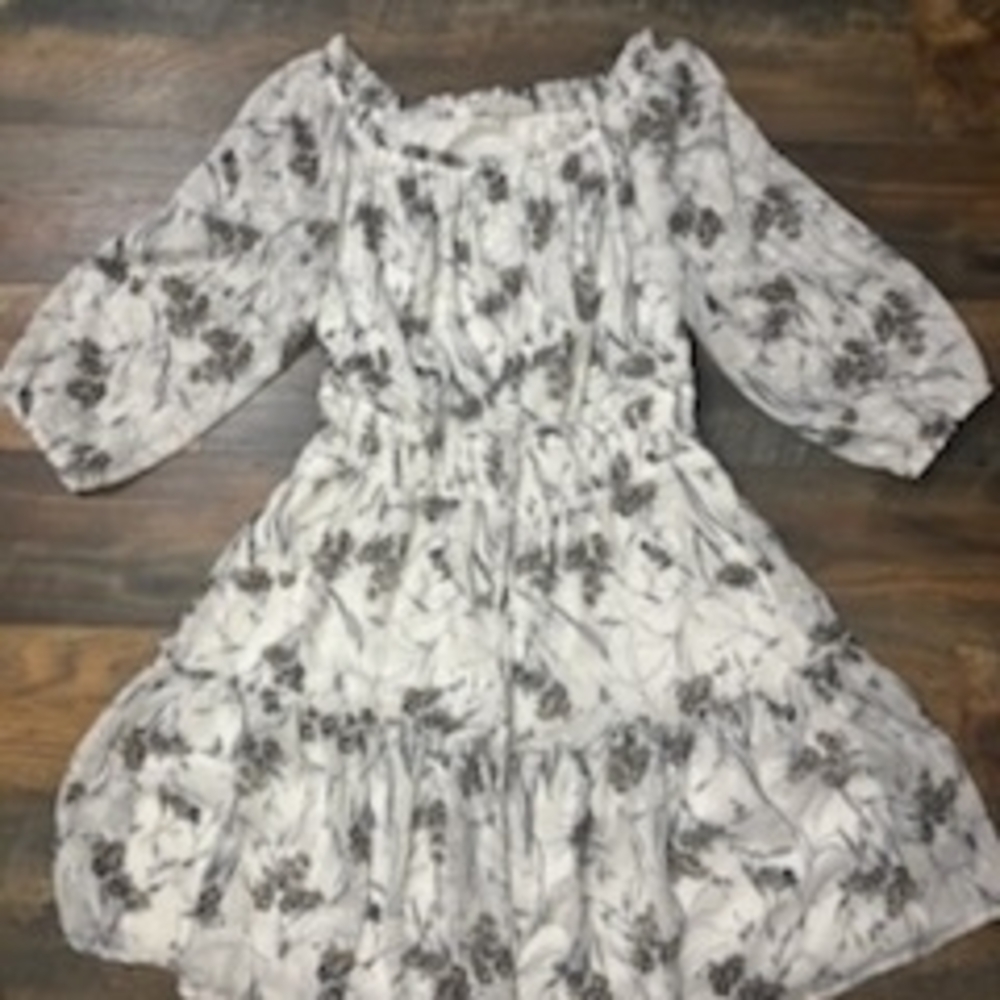 Elegant Floral White and Black Women's Dress
